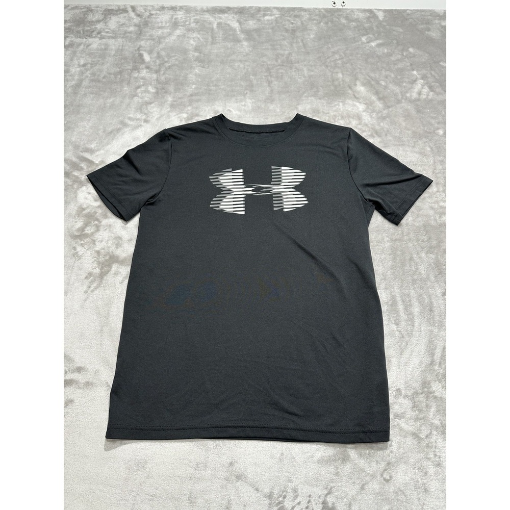 Under Armour Heat Gear T-Shirt Youth Size Large Black Short Sleeve Crew Neck EUC